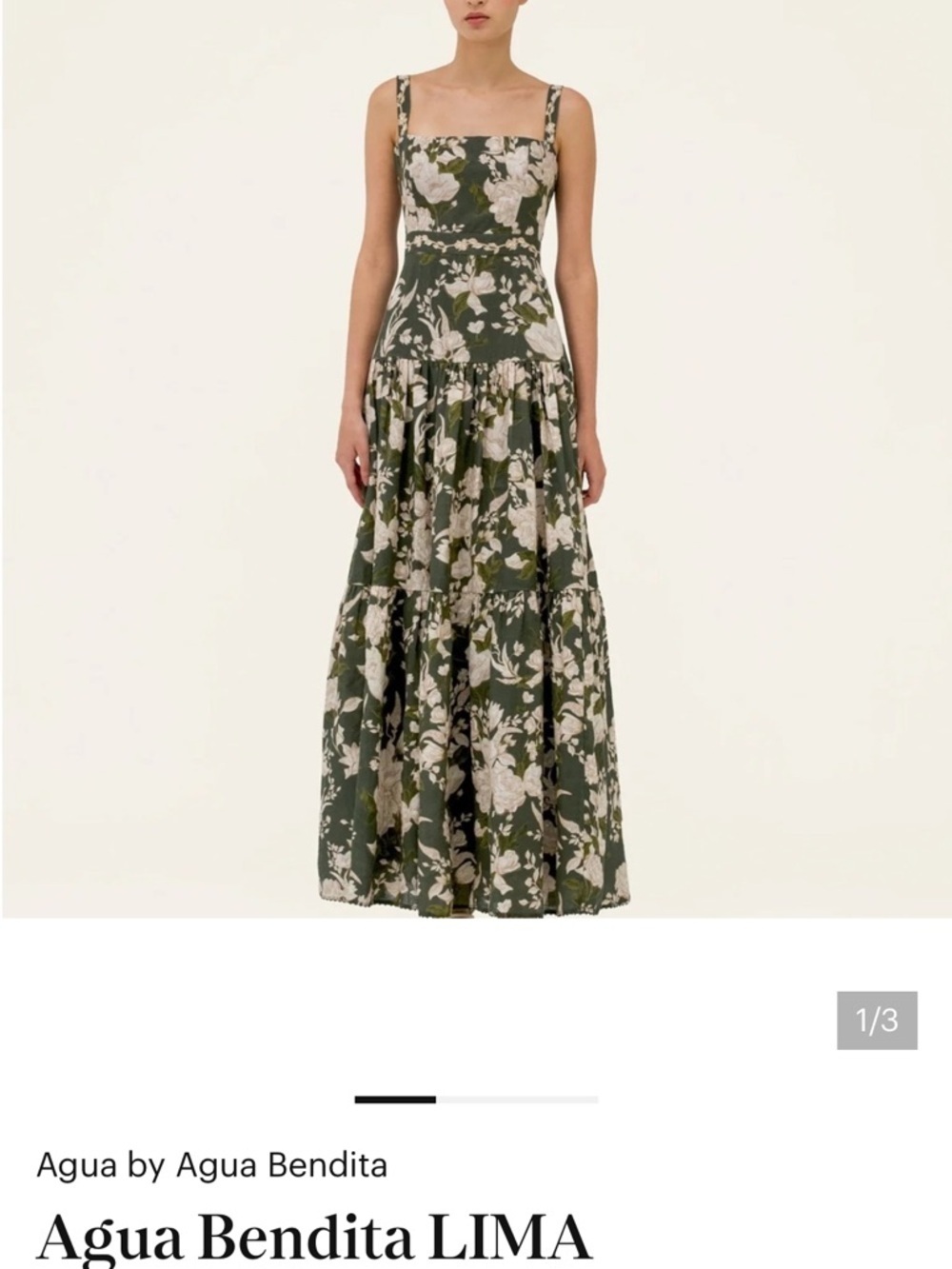 Agua Bendita Lima gardenia linen Floral Tiered Maxi Dress special occasion prom